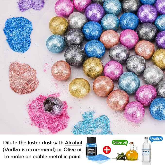 NiHome Edible Food-Grade Glimmer Powder Glitter Luster Dust Metallic Food Decorating Sprinkle Glimmery Dust for Drink Wine Beverage Cake Candy Dessert Bakery Restaurant Vegan (0.18oz/5g, Blue)