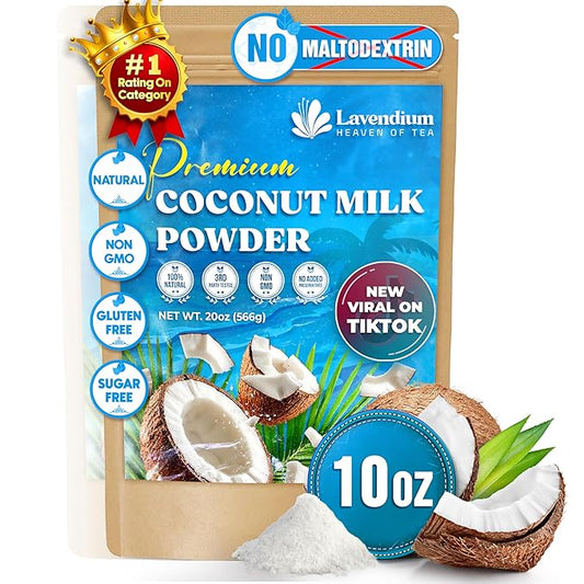 Lavendium, 10oz Coconut Milk Powder, 100% Natural, Unsweetened, Perfect for Cake, Coffee, Tea, Creamer Alternative, No Additives, No Gluten, Vegetarian.