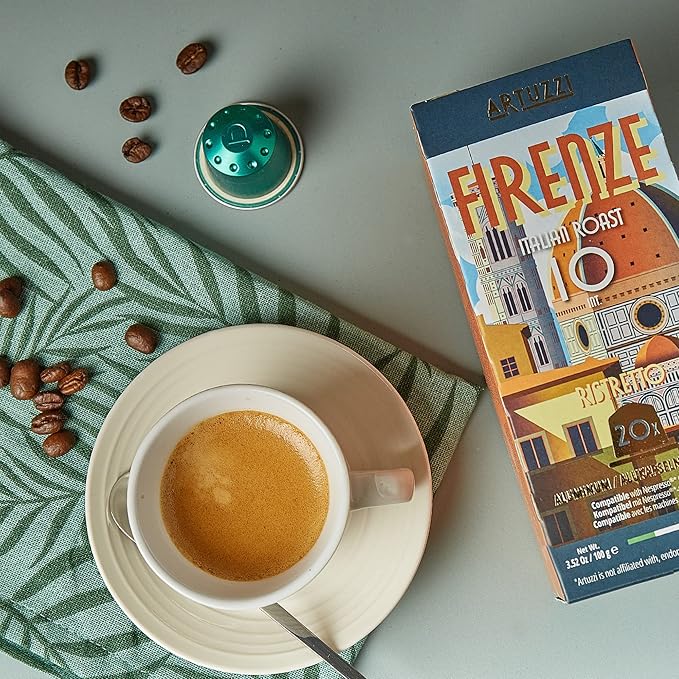 Artuzzi 120ct Compatible Nespresso Pods for Nespresso Originalline I Ristretto Firenze Coffee Capsules I Aluminum & Recyclable Coffee I Italian Dark Roast