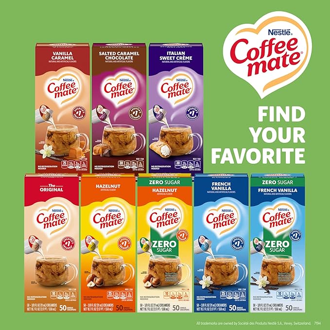 Nestle Coffee mate Coffee Creamer, Irish Creme, Liquid Creamer Singles, Non Dairy, No Refrigeration, 0.375 fl oz Tubs (Pack of 200)