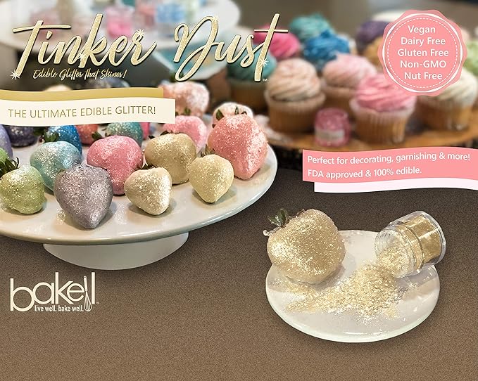 BAKELL Teal Edible Glitter, 25 Grams | TINKER DUST Edible Glitter | KOSHER Certified | 100% Edible Glitter | Cakes, Cupcakes, Cake Pops, Drinks, Dessert Vegan Glitter & Dusts (25g, Teal)