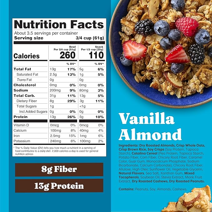 Catalina Crunch Protein Granola - Low Sugar Breakfast Cereal with 13g of Protein - Gluten Free, Keto Friendly - Variety Pack - 8 oz. Bag (Pack of 3)