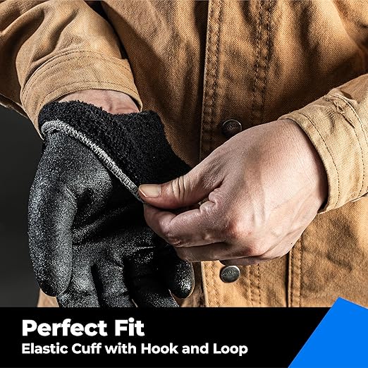 Waterproof Gloves for Men and Women, Freezer Gloves with Grip, Double Nitrile Dipped for Extreme Oil Repellent, for Construction, Mechanics, Mining, Plumbing, Black, X-Large