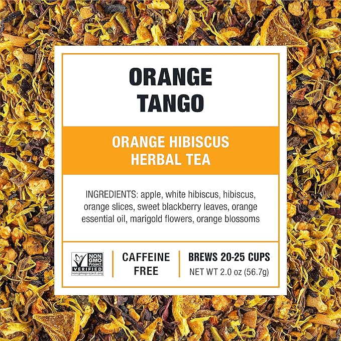 Tiesta Tea - Orange Tango, Loose Leaf, Orange Hibiscus Herbal Tea, Premium Non-Caffeinated Fruit Blend, Makes Hot or Iced & Up to 25 Cups, 2oz Resealable Pouch