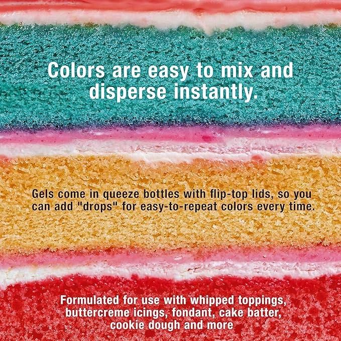 U.S. Cake Supply 12 Color Cake Food Coloring Liqua-Gel Decorating Set - .75 fl. Oz. (20ml) Bottles Primary Colors